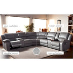 108 W Modern Contemporary Faux Leather 7 Piece Sectional Recliners