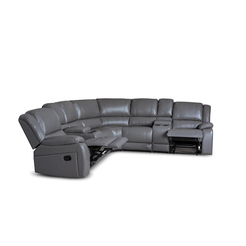 108 W Modern Contemporary Faux Leather 7 Piece Sectional Recliners