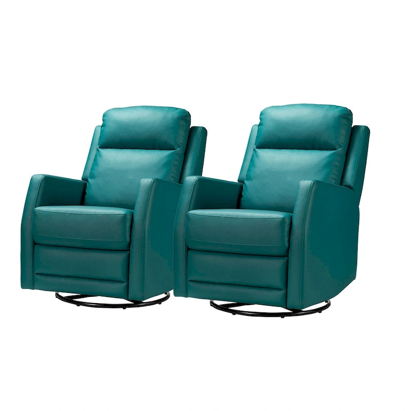 Modern Faux Leather Manual Rocking Swivel Recliner with Wingback Set of 2