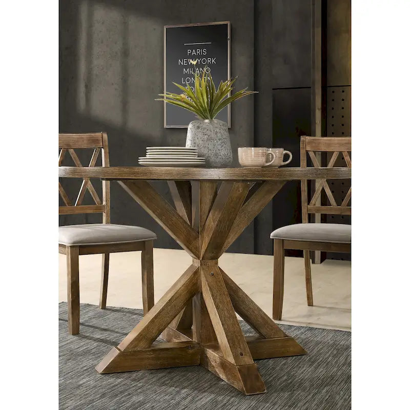 5-Piece Cross-Back Wood Dining Set | Table & 4 Chairs, Farmhouse Style, Kitchen & Dining Room