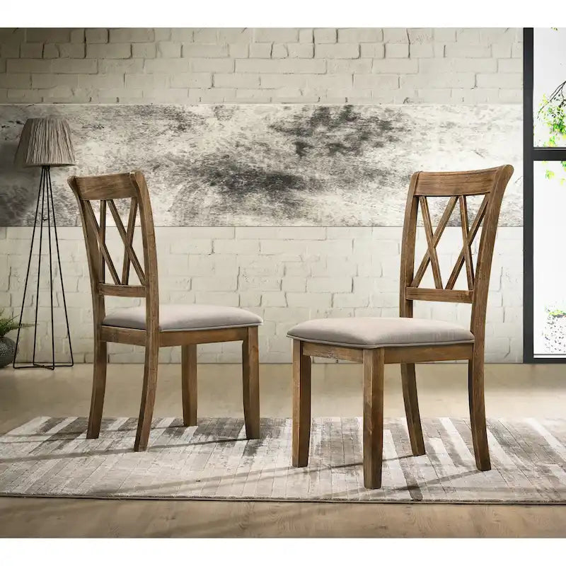 5-Piece Cross-Back Wood Dining Set | Table & 4 Chairs, Farmhouse Style, Kitchen & Dining Room