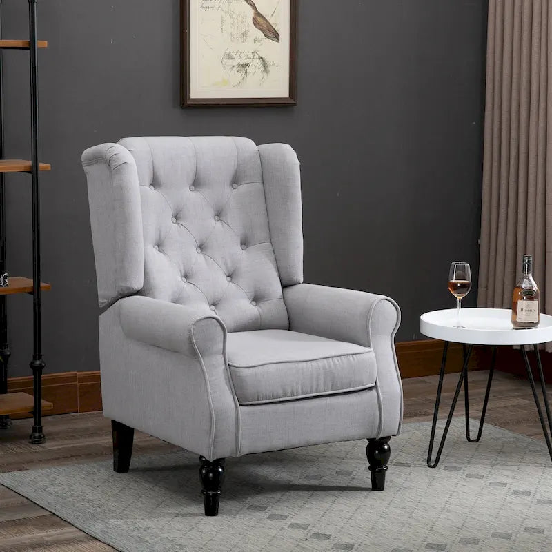 Tufted Upholstered Accent Chair | Wood Legs, Button Tufting, Living Room & Bedroom Chair