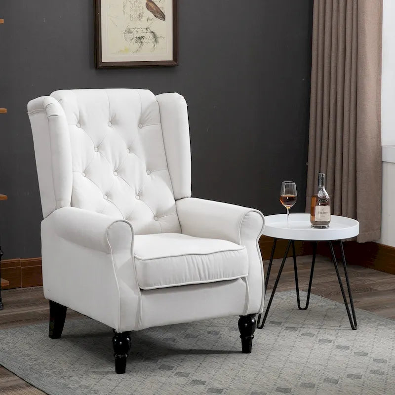 Tufted Upholstered Accent Chair | Wood Legs, Button Tufting, Living Room & Bedroom Chair