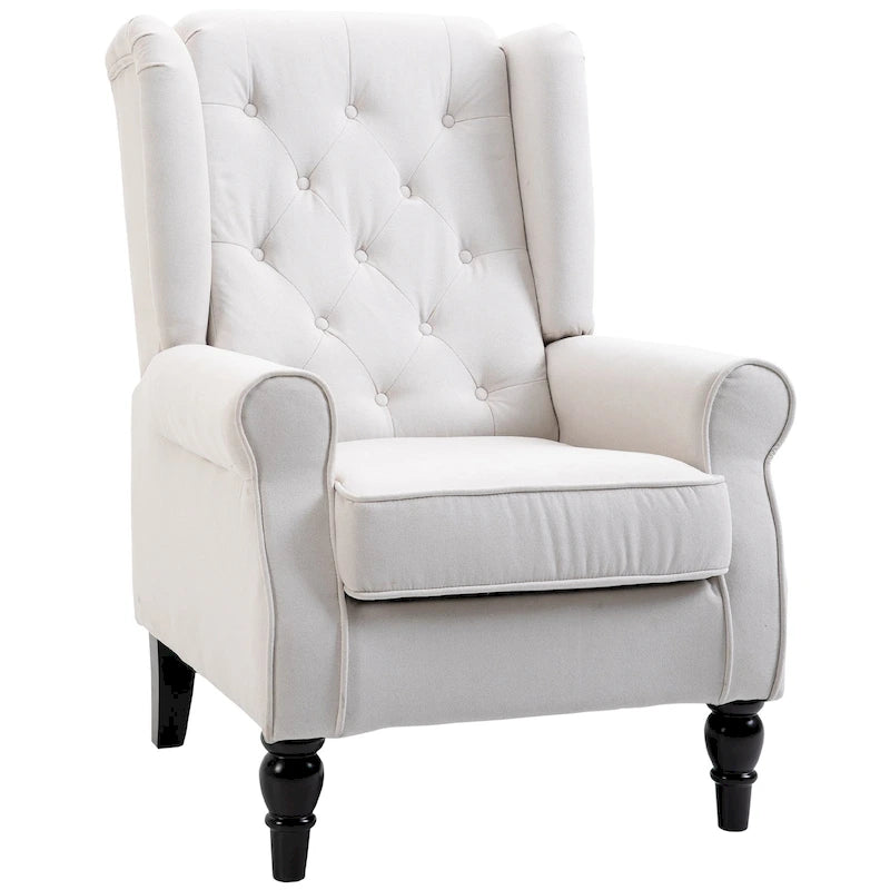 Tufted Upholstered Accent Chair | Wood Legs, Button Tufting, Living Room & Bedroom Chair