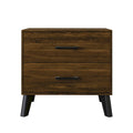 2-Drawer Rustic Nightstand | Solid & Engineered Wood, Tapered Legs, Bedroom Side Table, 3 Colors
