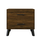 2-Drawer Rustic Nightstand | Solid & Engineered Wood, Tapered Legs, Bedroom Side Table, 3 Colors
