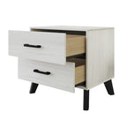 2-Drawer Rustic Nightstand | Solid & Engineered Wood, Tapered Legs, Bedroom Side Table, 3 Colors