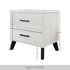 2-Drawer Rustic Nightstand | Solid & Engineered Wood, Tapered Legs, Bedroom Side Table, 3 Colors