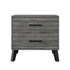 2-Drawer Rustic Nightstand | Solid & Engineered Wood, Tapered Legs, Bedroom Side Table, 3 Colors