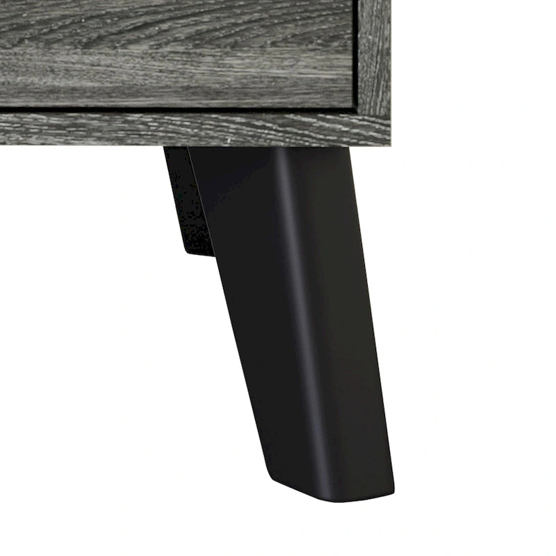 2-Drawer Rustic Nightstand | Solid & Engineered Wood, Tapered Legs, Bedroom Side Table, 3 Colors