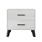 2-Drawer Rustic Nightstand | Solid & Engineered Wood, Tapered Legs, Bedroom Side Table, 3 Colors