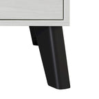 2-Drawer Rustic Nightstand | Solid & Engineered Wood, Tapered Legs, Bedroom Side Table, 3 Colors