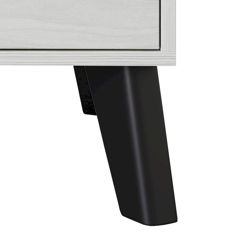 2-Drawer Rustic Nightstand | Solid & Engineered Wood, Tapered Legs, Bedroom Side Table, 3 Colors