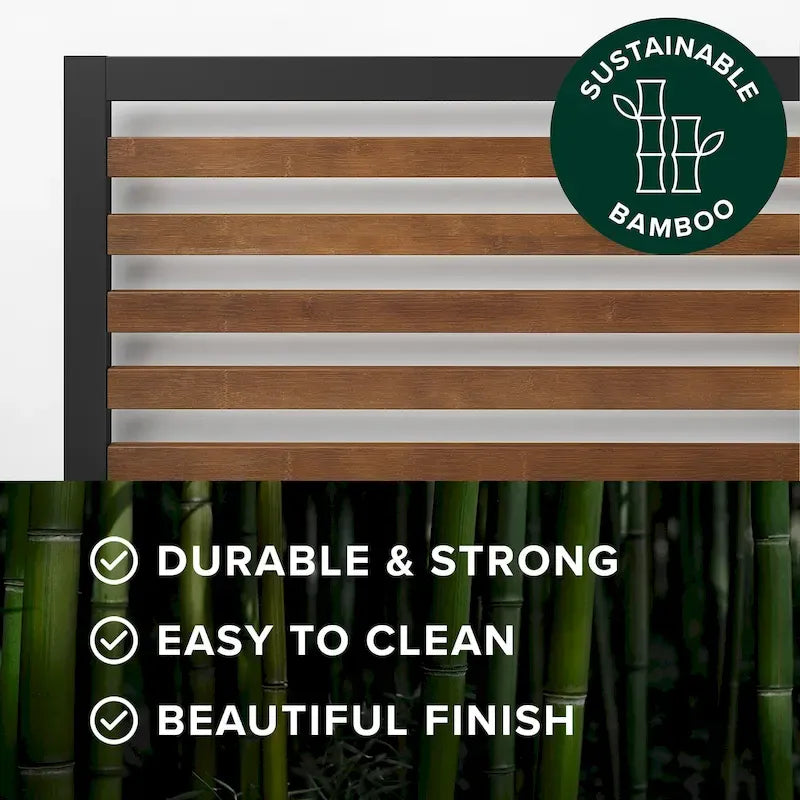 Bamboo & Metal Platform Bed Frame | No Box Spring Needed, Eco-Friendly, Multiple Sizes