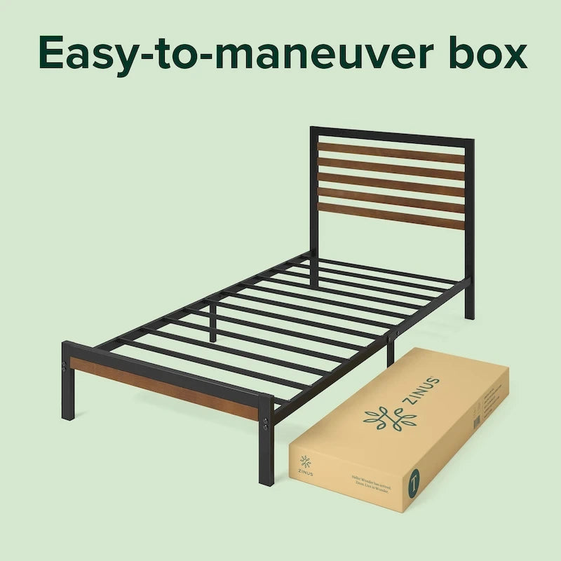 Bamboo & Metal Platform Bed Frame | No Box Spring Needed, Eco-Friendly, Multiple Sizes