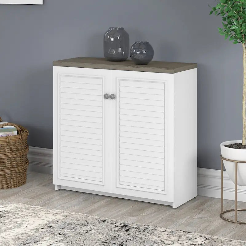 Storage Cabinet with Doors and Shelves | 31.73"L x 12.76"W x 30.71"H, Home Office & Living Room
