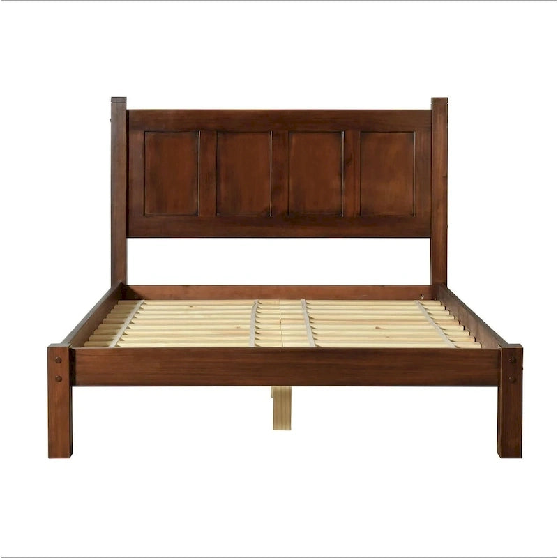 Shaker Style Solid Wood Panel Platform Bed | No Box Spring Needed, Bedroom Furniture