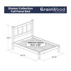 Shaker Style Solid Wood Panel Platform Bed | No Box Spring Needed, Bedroom Furniture