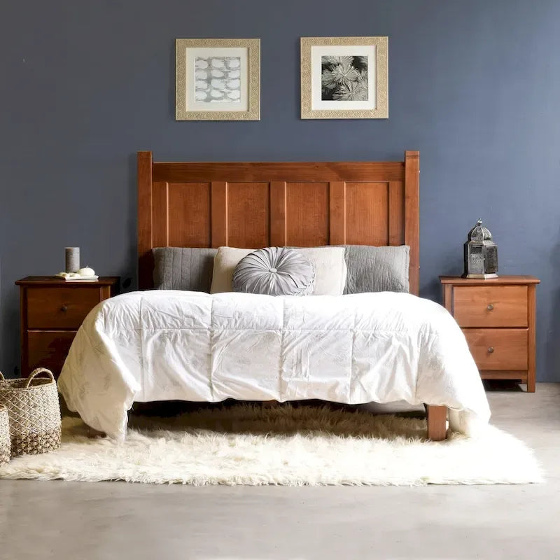 Shaker Style Solid Wood Panel Platform Bed | No Box Spring Needed, Bedroom Furniture