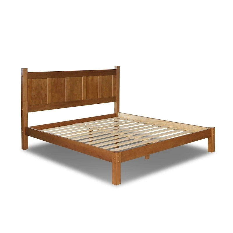 Shaker Style Solid Wood Panel Platform Bed | No Box Spring Needed, Bedroom Furniture