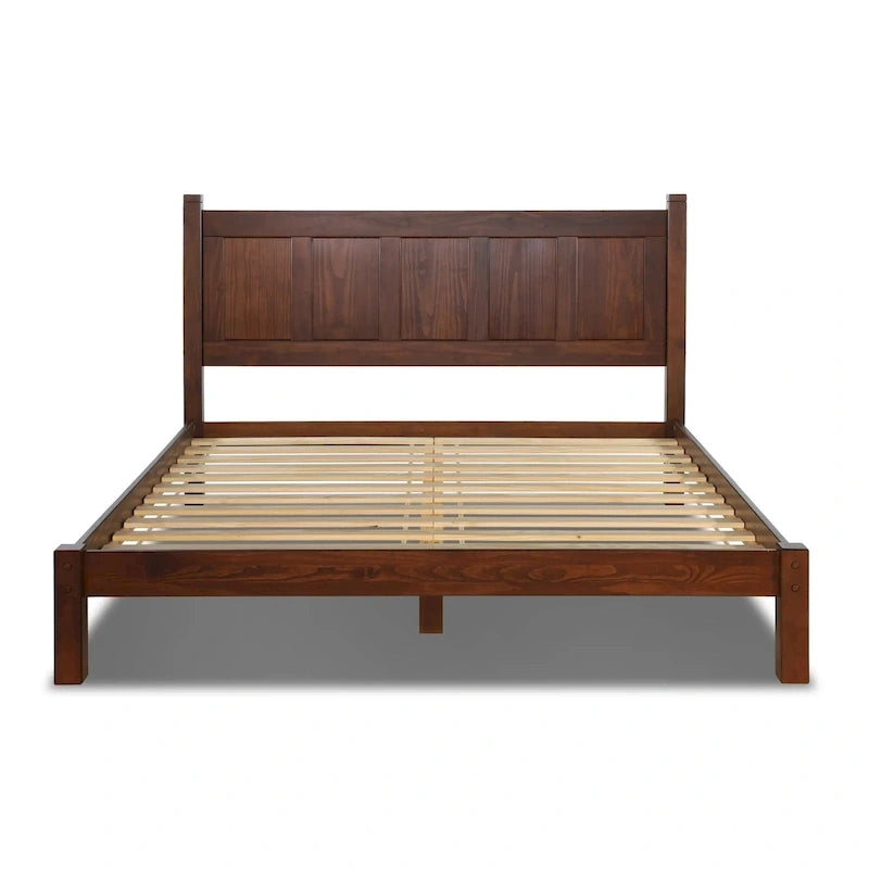 Shaker Style Solid Wood Panel Platform Bed | No Box Spring Needed, Bedroom Furniture