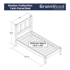 Shaker Style Solid Wood Panel Platform Bed | No Box Spring Needed, Bedroom Furniture