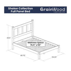 Shaker Style Solid Wood Panel Platform Bed | No Box Spring Needed, Bedroom Furniture
