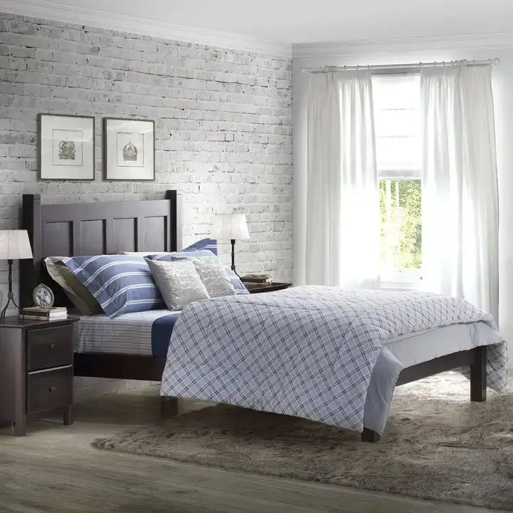 Shaker Style Solid Wood Panel Platform Bed | No Box Spring Needed, Bedroom Furniture