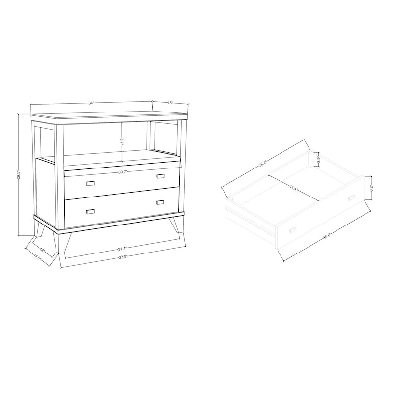 Handmade 2-Drawer Nightstand with Open Shelf | Solid Wood, Rustic Style, Bedroom Side Table