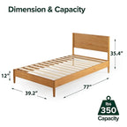 Mid-Century Wood Platform Bed | Acorn Finish | Rounded Legs | Closely Spaced Wood Slats