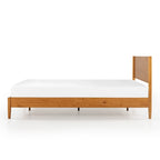 Mid-Century Wood Platform Bed | Acorn Finish | Rounded Legs | Closely Spaced Wood Slats