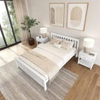 Classic Real Wood Queen Platform Bed | Solid Wood, No Box Spring Needed, Bedroom Furniture