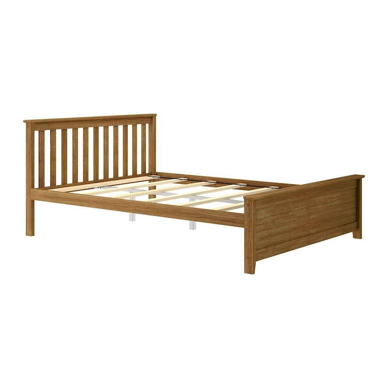 Classic Real Wood Queen Platform Bed | Solid Wood, No Box Spring Needed, Bedroom Furniture