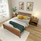 Classic Real Wood Queen Platform Bed | Solid Wood, No Box Spring Needed, Bedroom Furniture