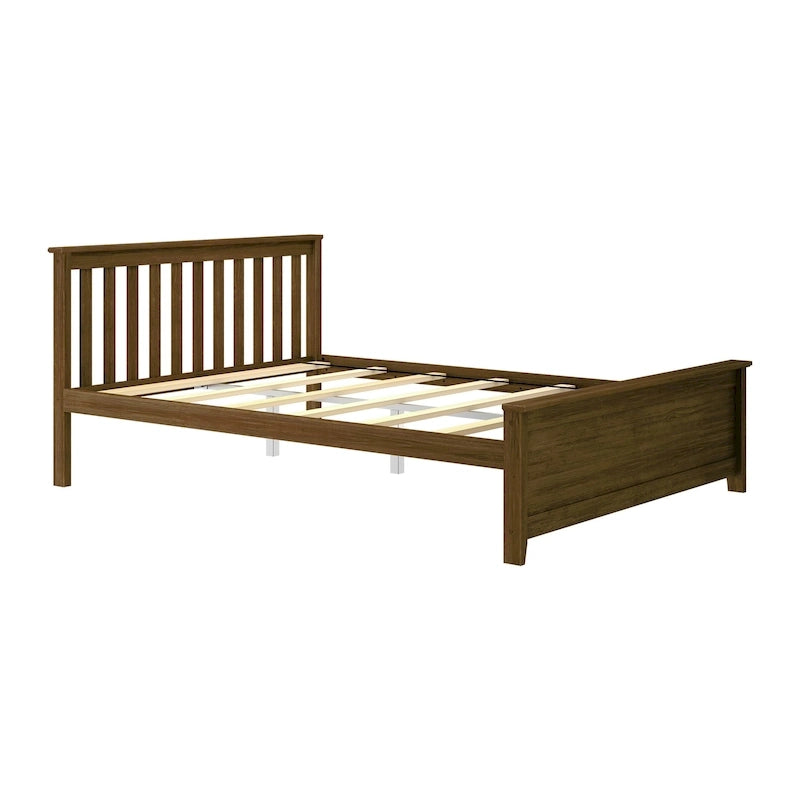 Classic Real Wood Queen Platform Bed | Solid Wood, No Box Spring Needed, Bedroom Furniture