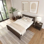 Classic Real Wood Queen Platform Bed | Solid Wood, No Box Spring Needed, Bedroom Furniture