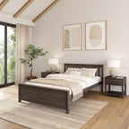 Classic Real Wood Queen Platform Bed | Solid Wood, No Box Spring Needed, Bedroom Furniture