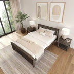 Classic Real Wood Queen Platform Bed | Solid Wood, No Box Spring Needed, Bedroom Furniture