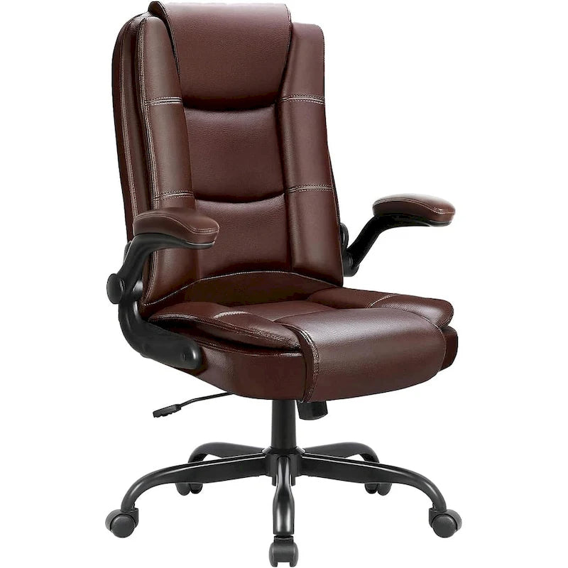 Big & Tall Ergonomic Office Chair | High Back, PU Leather, Flip-Up Arms, Lumbar Support, Adjustable