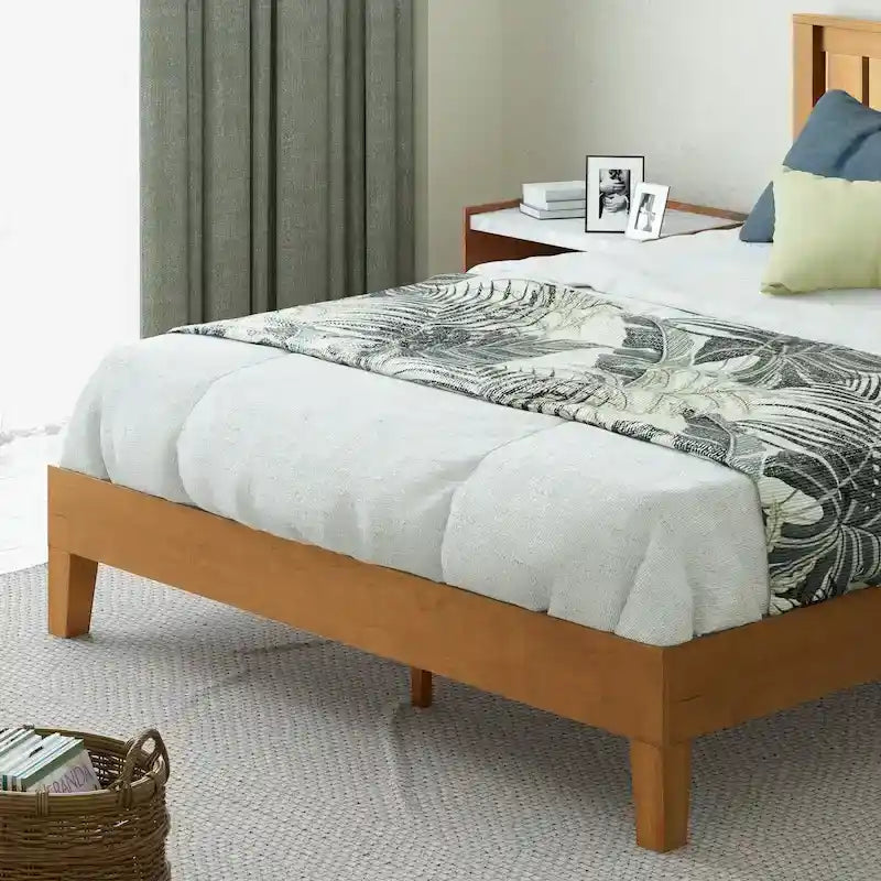 Rustic Pine Deluxe Wood Platform Bed Frame