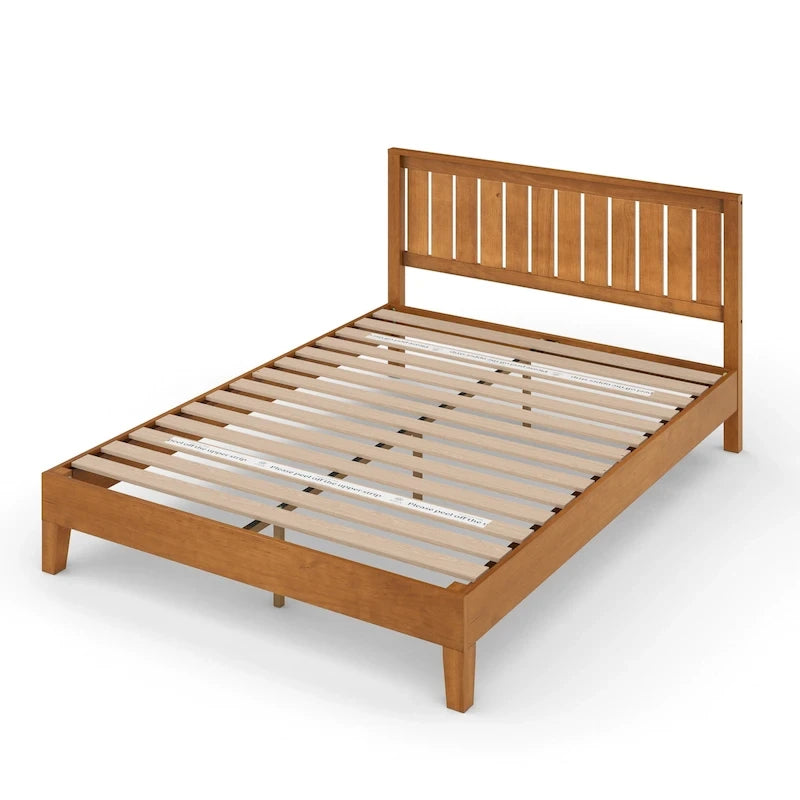 Rustic Pine Deluxe Wood Platform Bed Frame