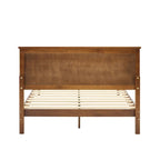 Mid-Century Modern Solid Wood Platform Bed | Adjustable Headboard, Wood Slats, No Box Spring Needed