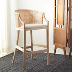 Tabouret de bar en rotin 76 cm | Assise tissée naturelle, piètement en métal, hauteur de comptoir