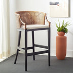 Tabouret de bar en rotin 76 cm | Assise tissée naturelle, piètement en métal, hauteur de comptoir