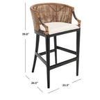 Tabouret de bar en rotin 76 cm | Assise tissée naturelle, piètement en métal, hauteur de comptoir