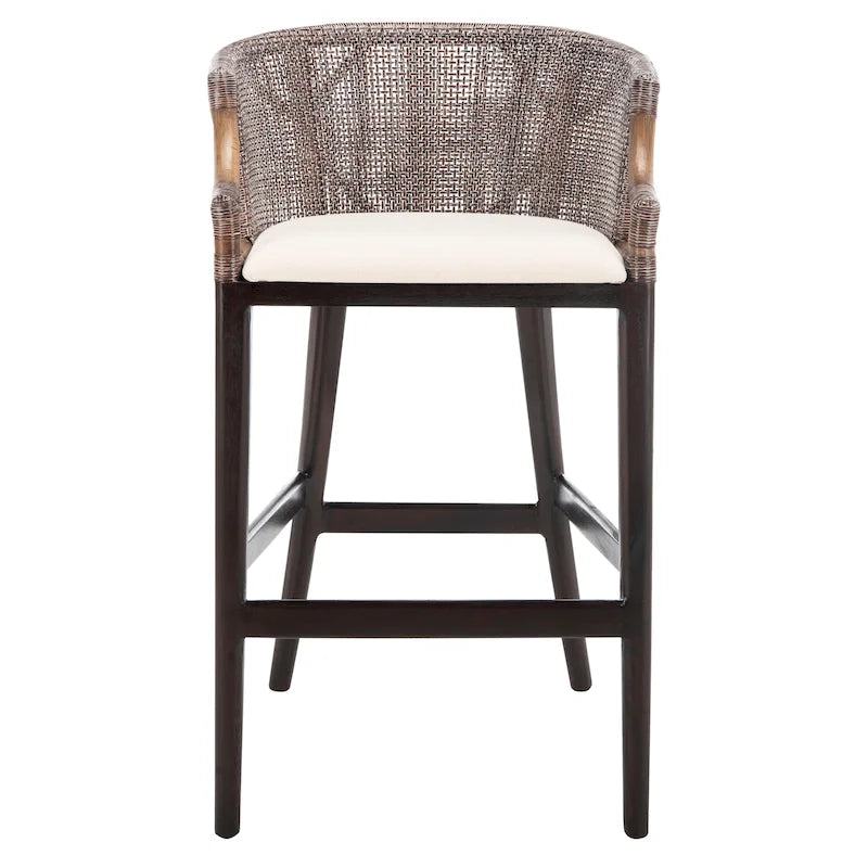 Tabouret de bar en rotin 76 cm | Assise tissée naturelle, piètement en métal, hauteur de comptoir