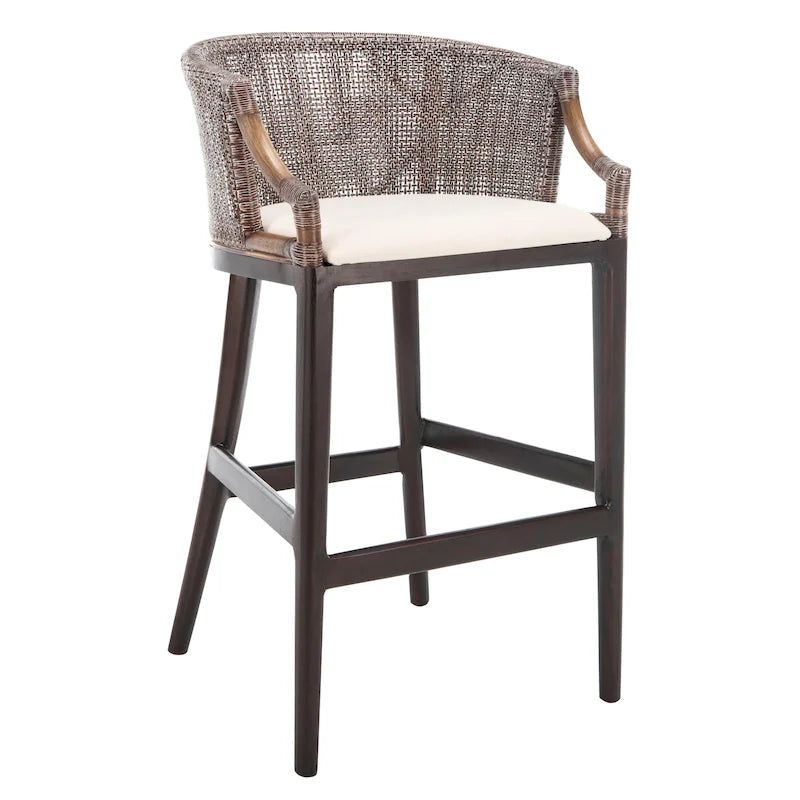 Tabouret de bar en rotin 76 cm | Assise tissée naturelle, piètement en métal, hauteur de comptoir