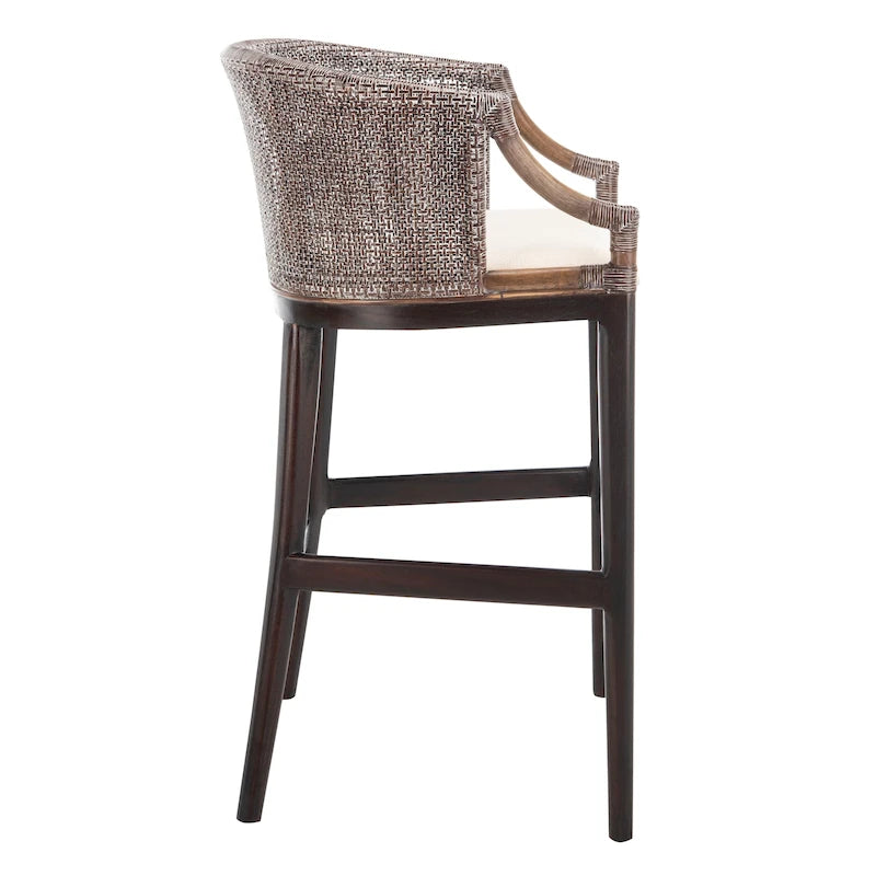 Tabouret de bar en rotin 76 cm | Assise tissée naturelle, piètement en métal, hauteur de comptoir