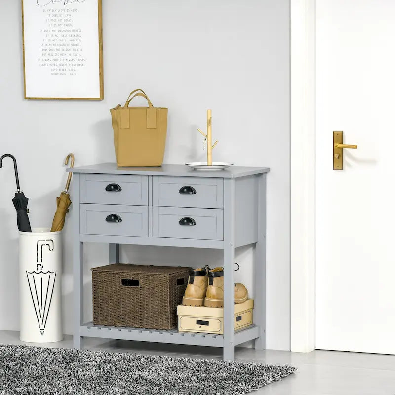 Sideboard Buffet Cabinet | 4 Drawers, Slatted Bottom Shelf, Kitchen & Living Room Storage