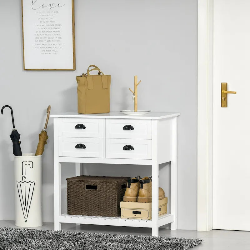 Sideboard Buffet Cabinet | 4 Drawers, Slatted Bottom Shelf, Kitchen & Living Room Storage